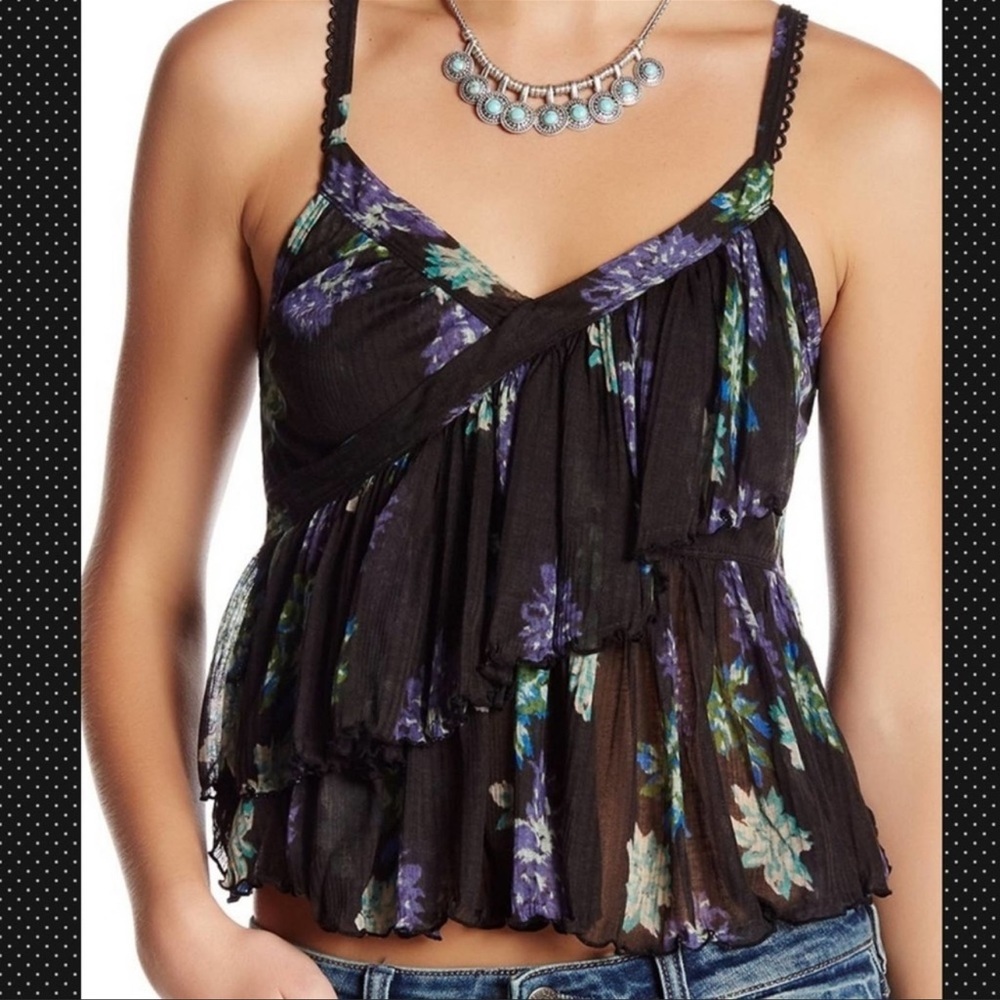 *EUC* Free People Melbourne Ruffle Ribbed Tank XS